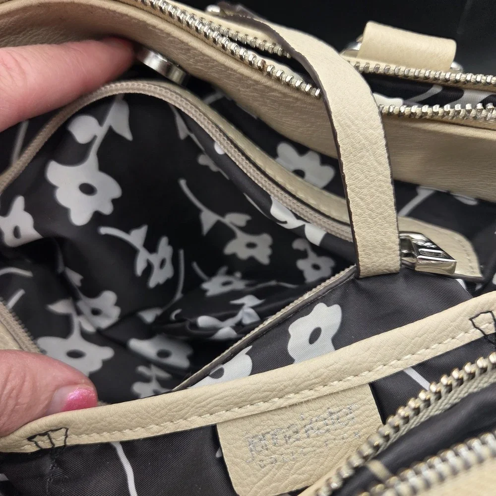 Jenna Kator Collection Vegan Leather Cream Crossbody Satchel